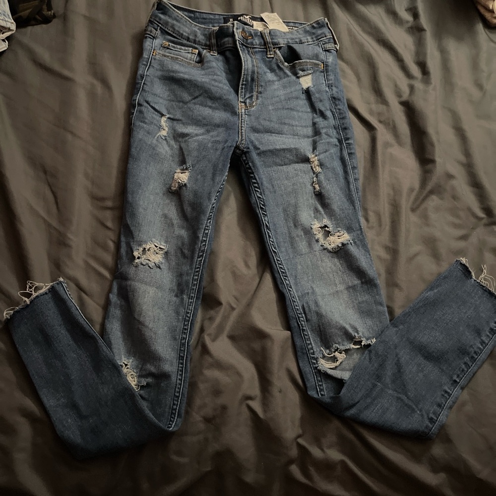 Hollister Distressed Dark Blue Skinny Jeans